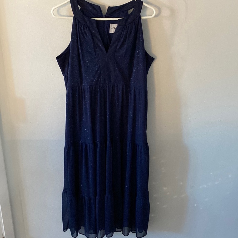 J Taylor women’s size 12 navy blue sleeveless cocktail dress. NWOT